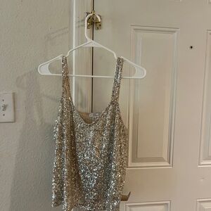 Sequin Champagne Silver Tank Top